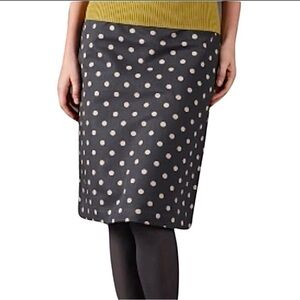 BODEN 100% Cotton Polka Dot Pencil Skirt Knee Length Gray & Creme Size 10